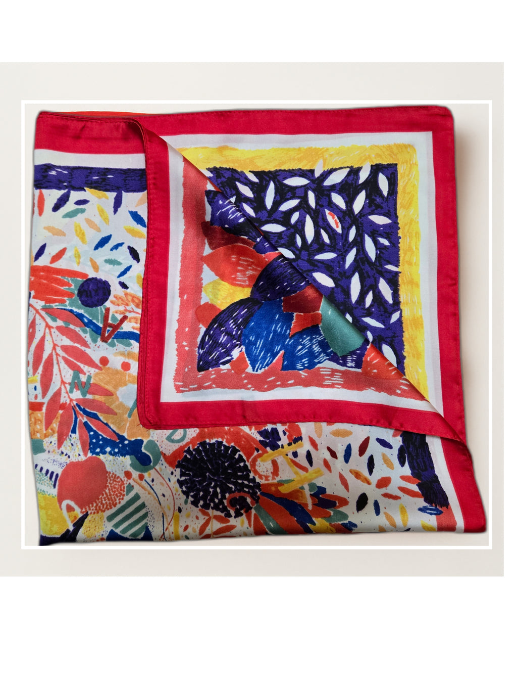 Floral Art Faux Silk Scarf