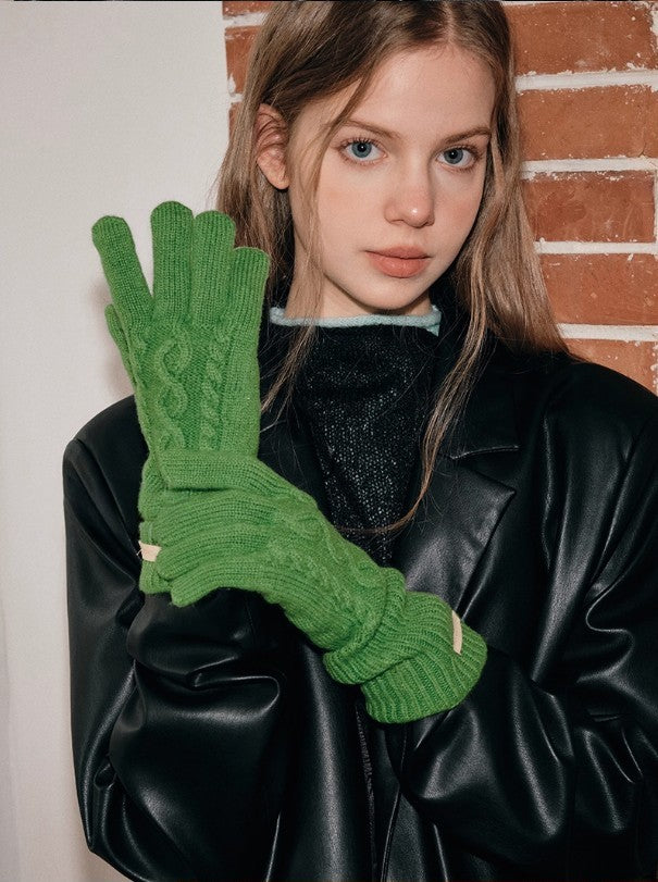 Premium 100% Australian Wool Cable Knit Gloves