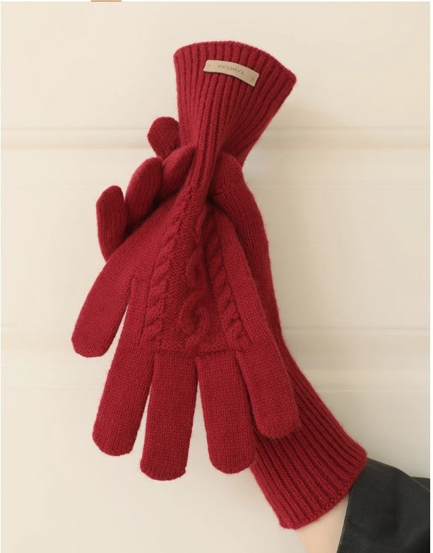 Premium 100% Australian Wool Cable Knit Gloves