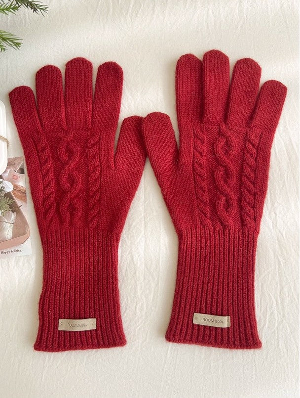 Premium 100% Australian Wool Cable Knit Gloves