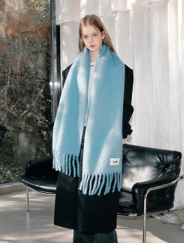 Elegant Iceland Blue Mohair Blend Scarf
