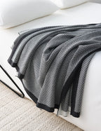 Modern Nordic Herringbone Knit Blanket