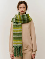 Fringe and Check Fluffy Scarf
