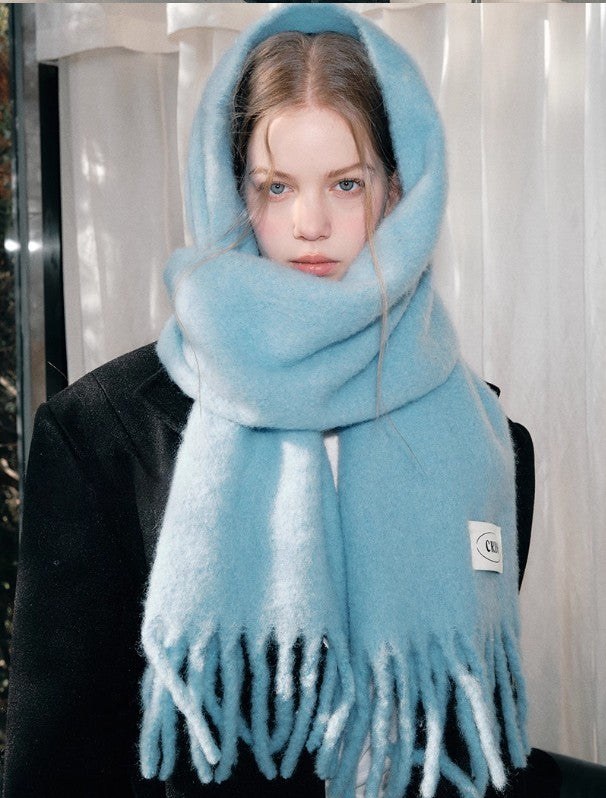 Elegant Iceland Blue Mohair Blend Scarf