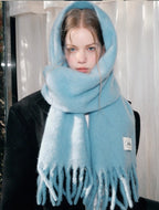 Elegant Iceland Blue Mohair Blend Scarf