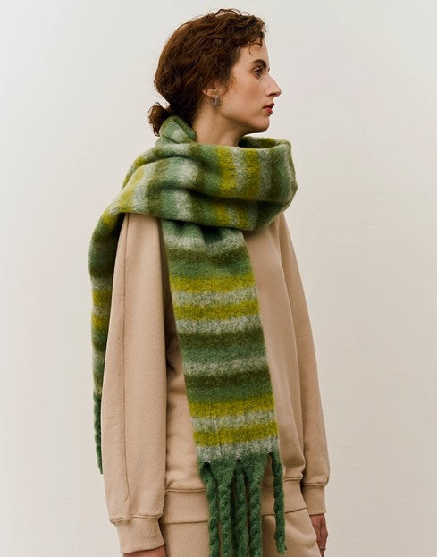 Fringe and Check Fluffy Scarf