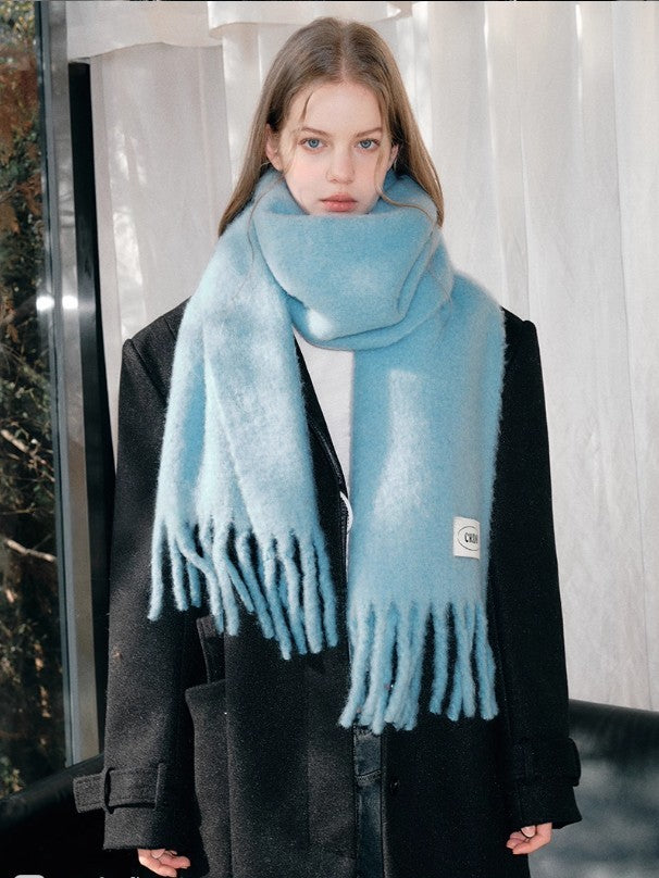 Elegant Iceland Blue Mohair Blend Scarf