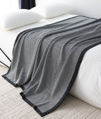 Modern Nordic Herringbone Knit Blanket