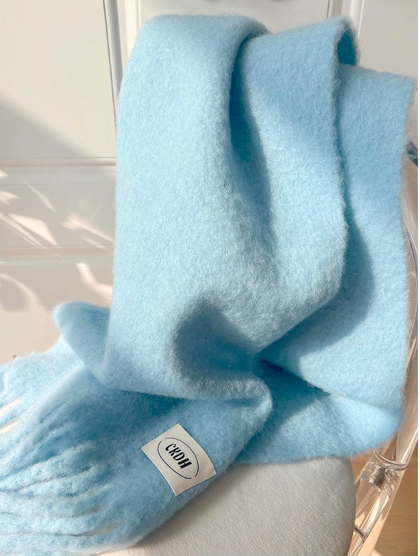 Elegant Iceland Blue Mohair Blend Scarf