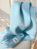 Elegant Iceland Blue Mohair Blend Scarf