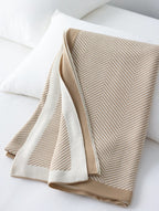 Modern Nordic Herringbone Knit Blanket