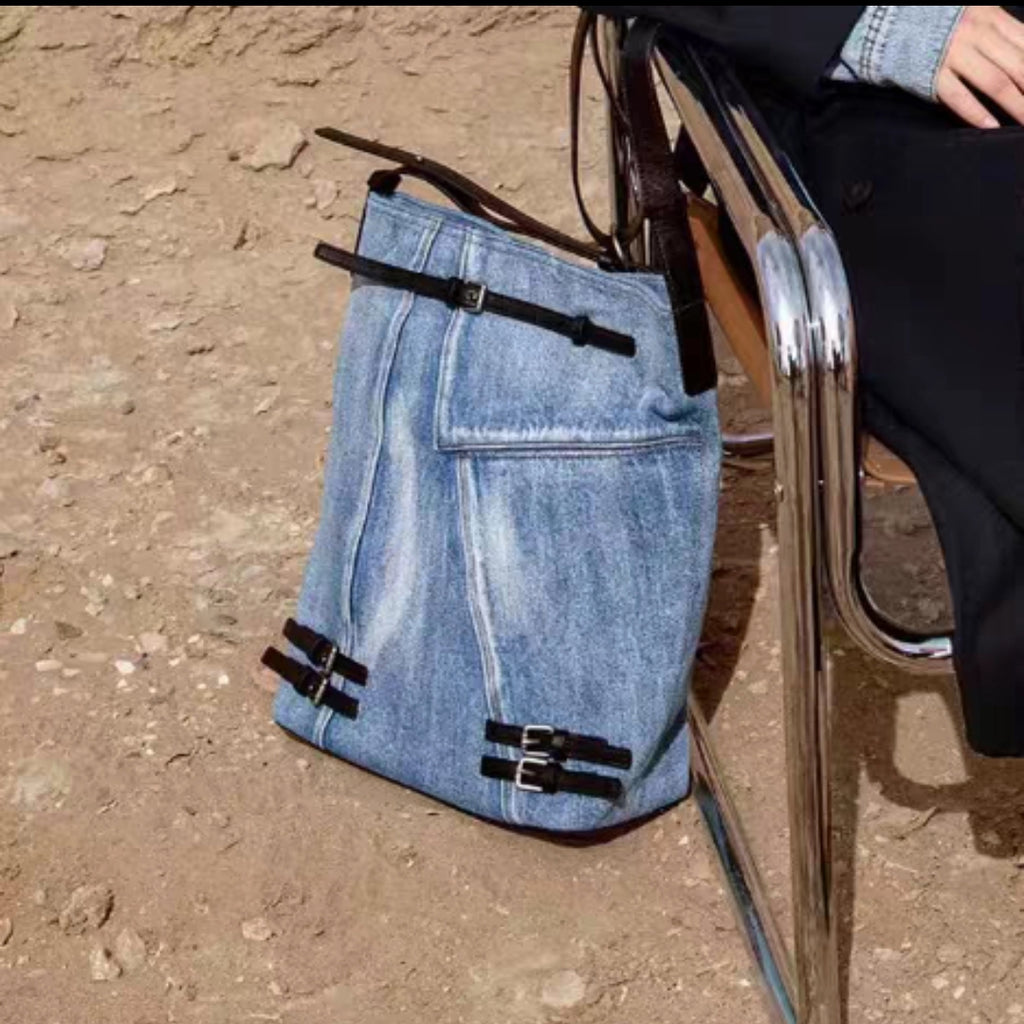 Denim Blue Bucket Bag