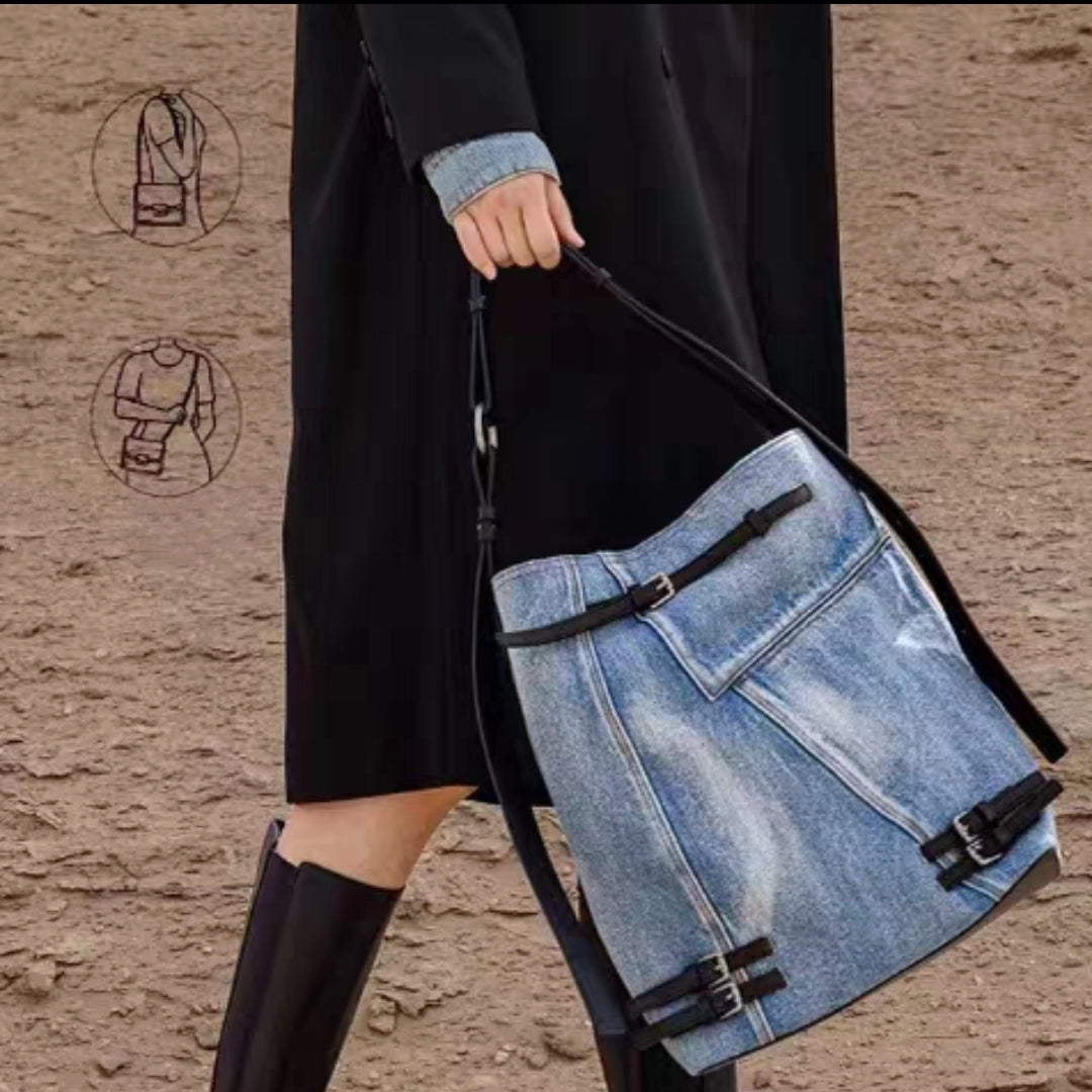 Denim Blue Bucket Bag