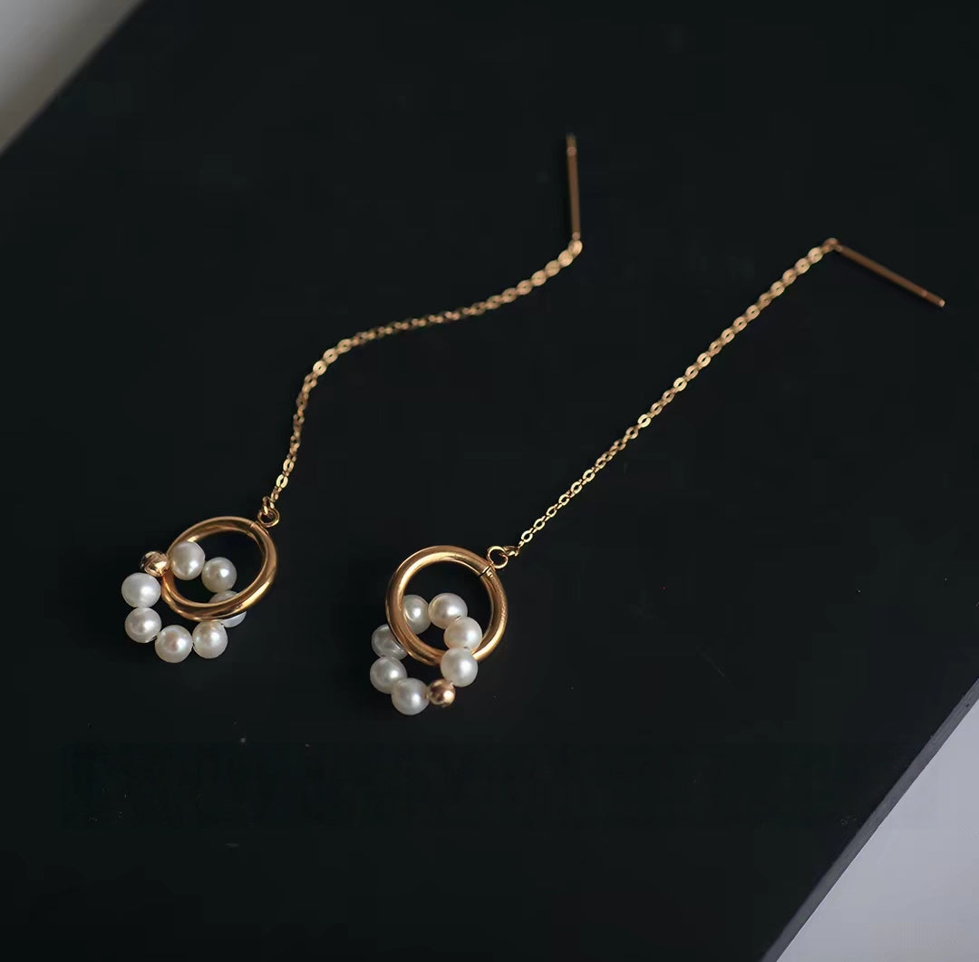 Eternal Connection Pearl Chain Earrings