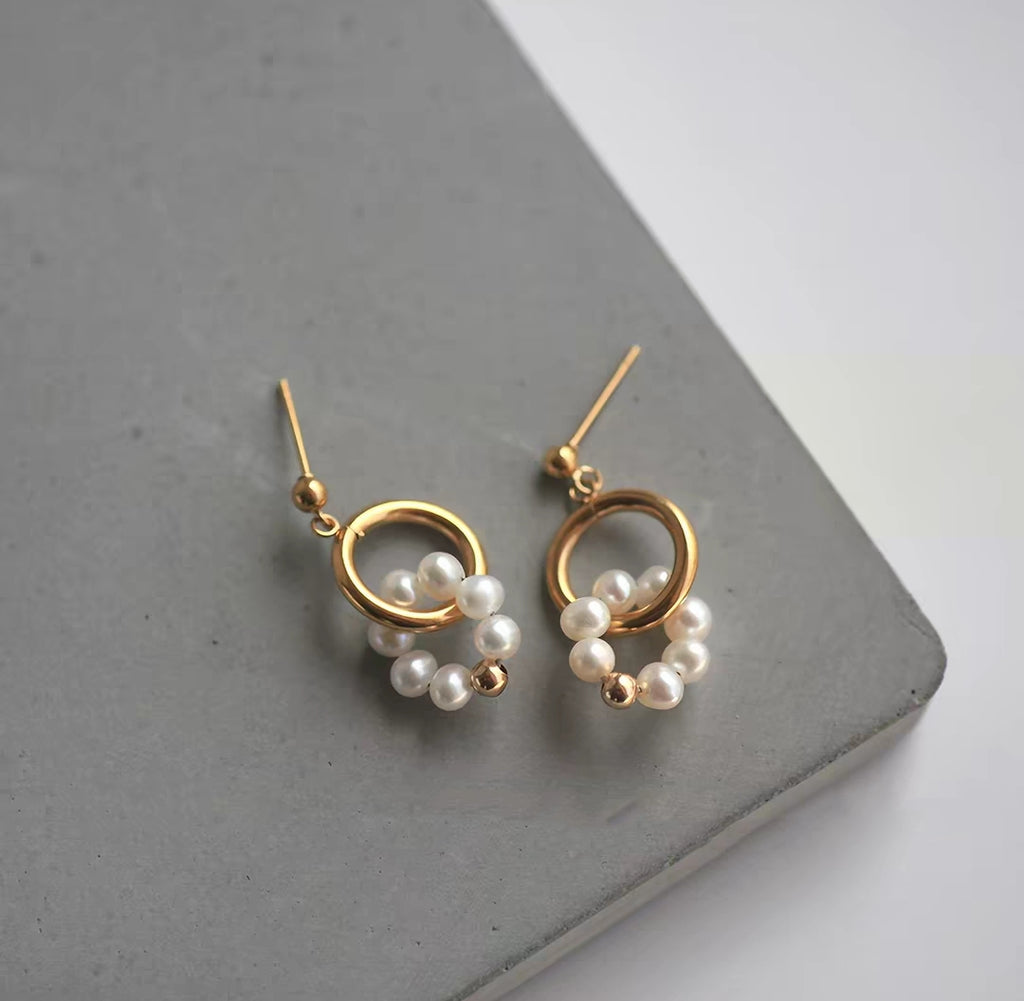 Eternal Connection Pearl Chain Earrings