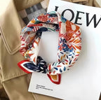 Floral Art Faux Silk Scarf