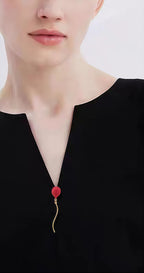 Red Balloon Collar Brooch Pin