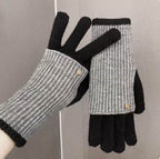 Maillard Style Color-Block Knit Gloves – Convertible & Touchscreen Friendly